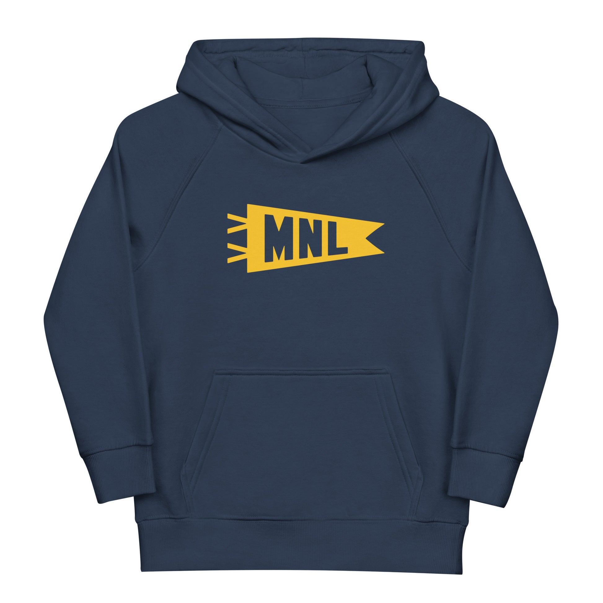 MNL Manila Kid's Sustainable Hoodie • Banner Design in Yellow • YHM Designs - Image 02