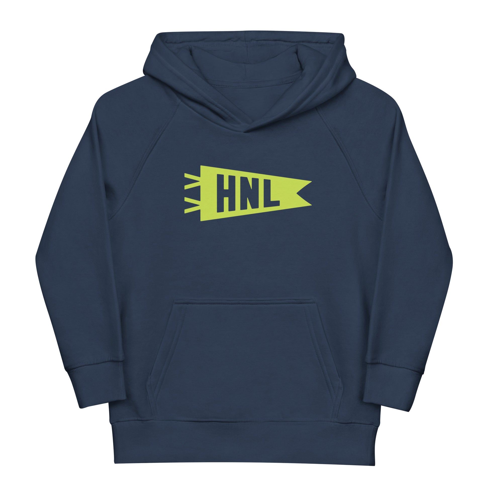 Kid's Sustainable Hoodie - Green Graphic • HNL Honolulu • YHM Designs - Image 01