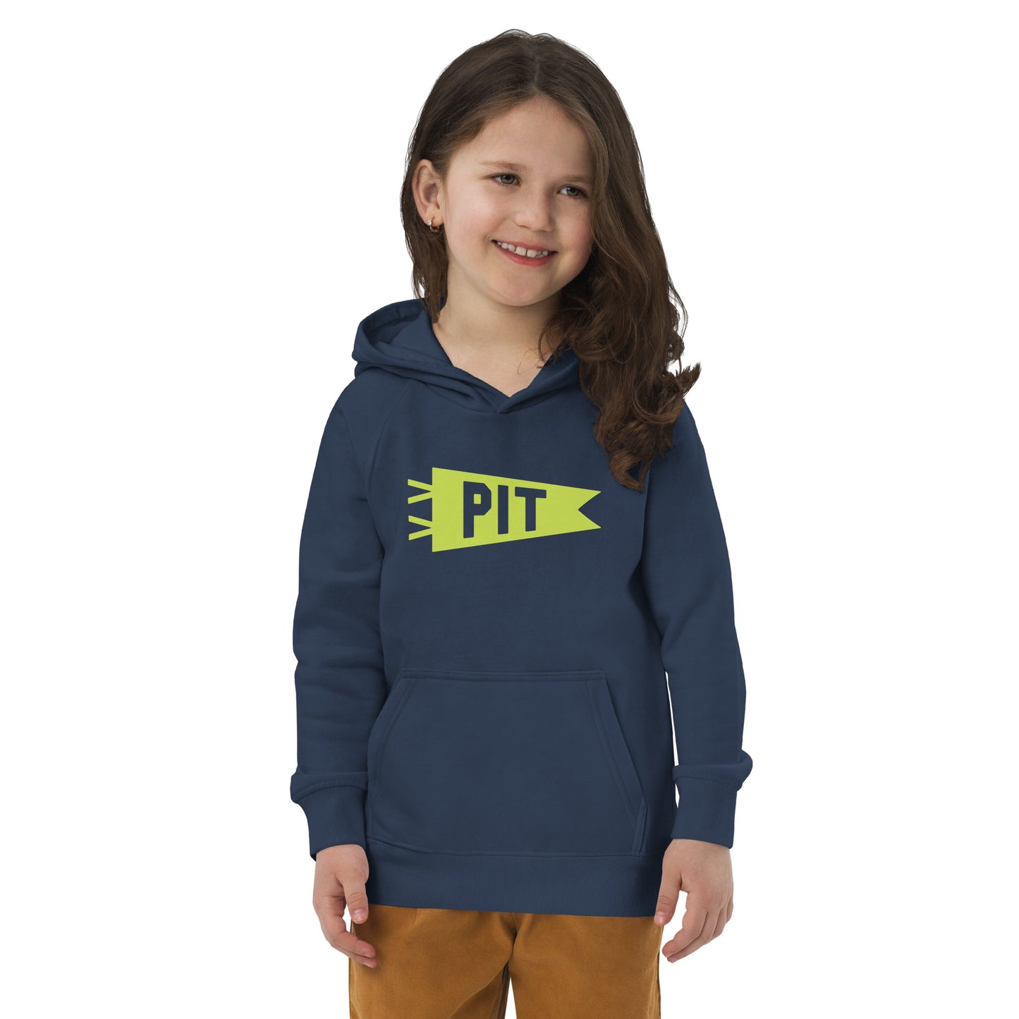Kid's Sustainable Hoodie - Green Graphic • PIT Pittsburgh • YHM Designs - Image 07
