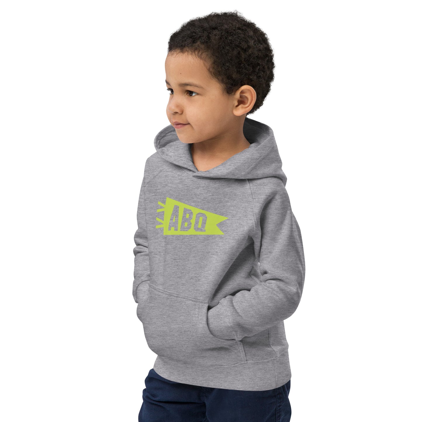 Kid's Sustainable Hoodie - Green Graphic • ABQ Albuquerque • YHM Designs - Image 12