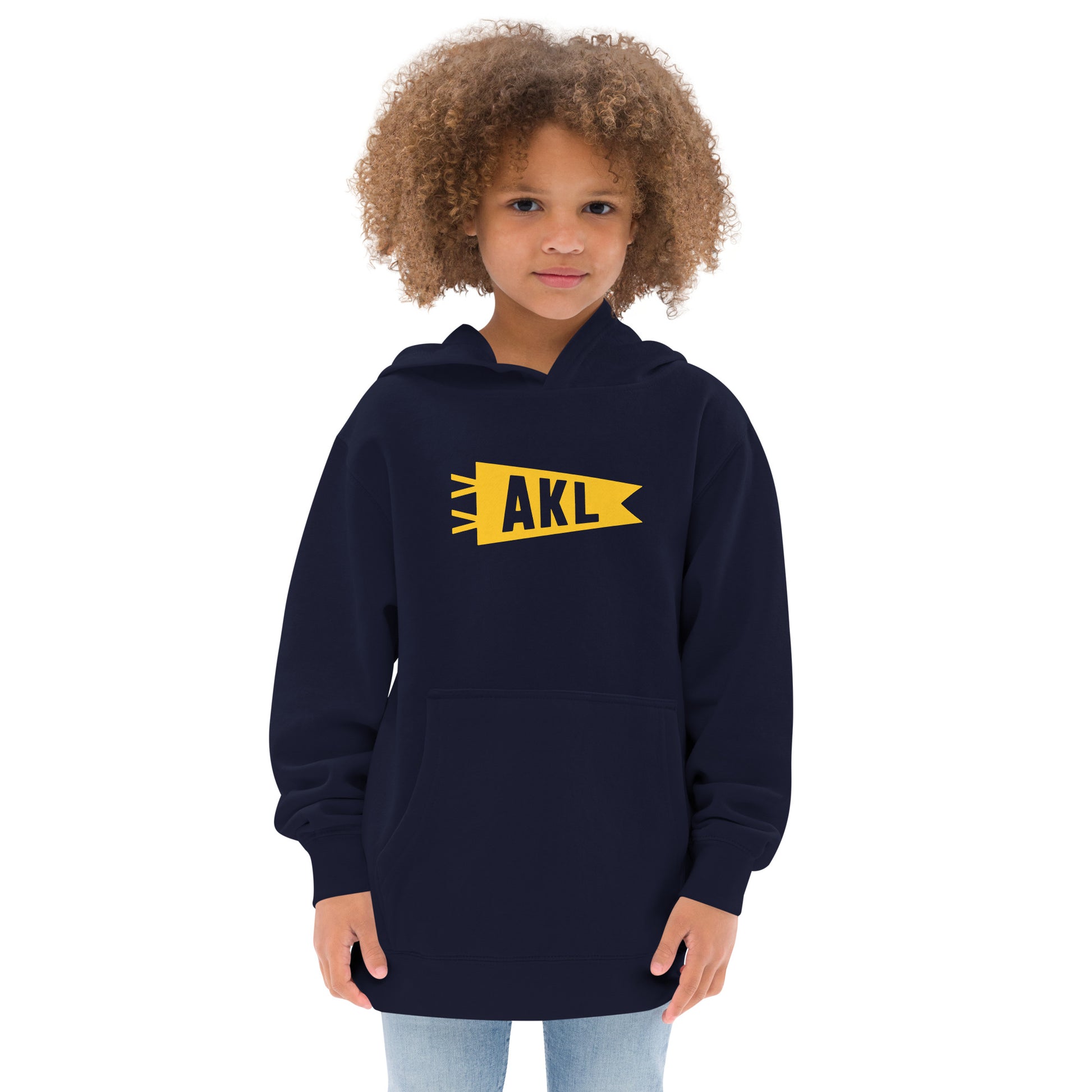 Airport Code Kid's Hoodie - Yellow Graphic • AKL Auckland • YHM Designs - Image 07