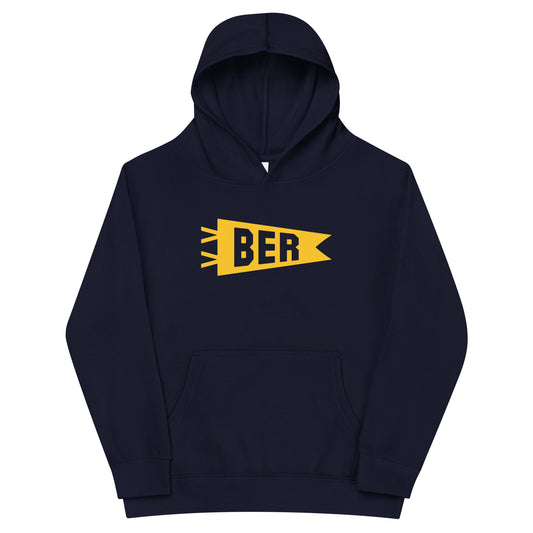 Airport Code Kid's Hoodie - Yellow Graphic • BER Berlin • YHM Designs - Image 01