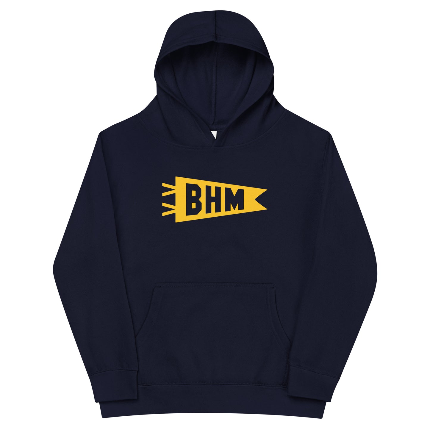 Airport Code Kid's Hoodie - Yellow Graphic • BHM Birmingham • YHM Designs - Image 01