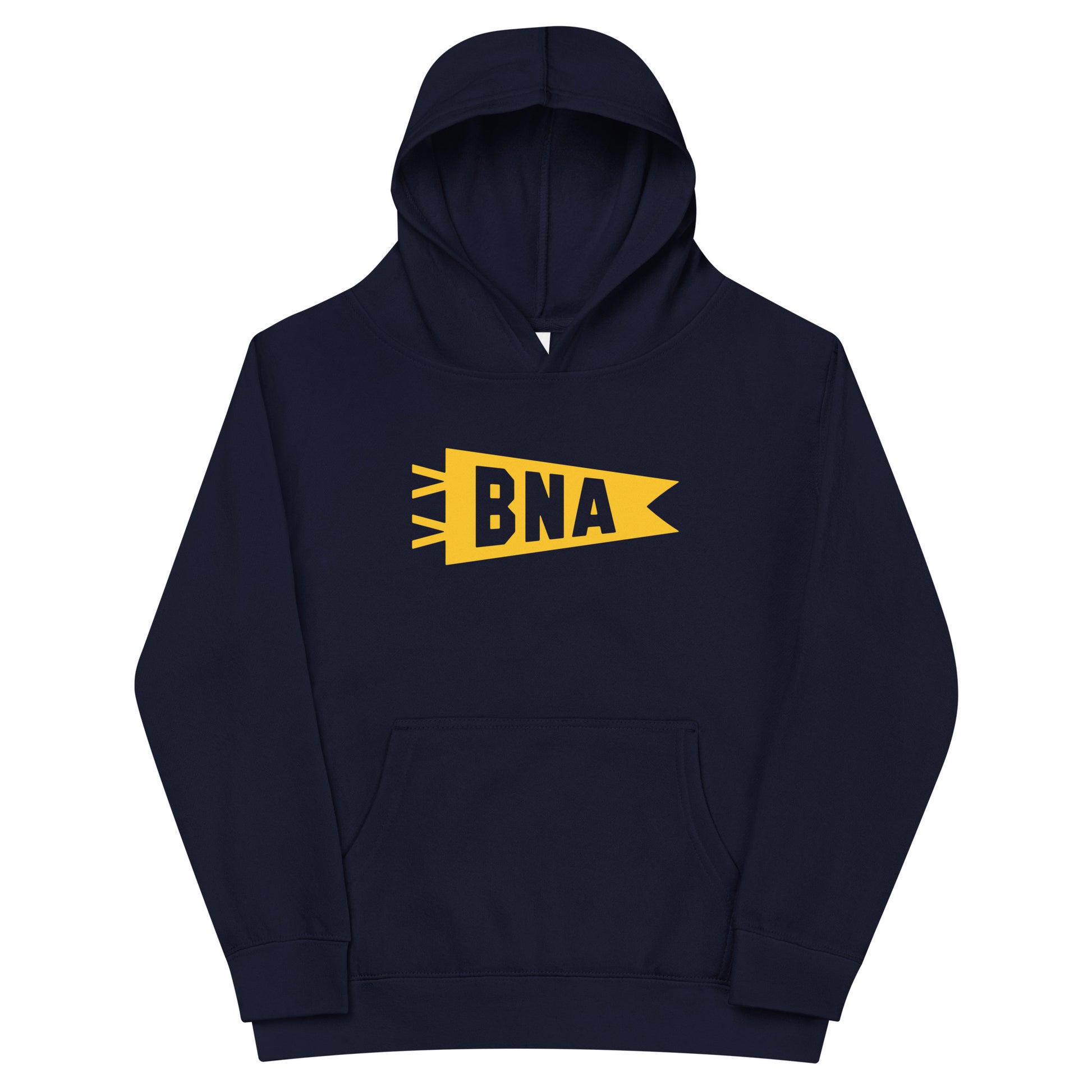 Airport Code Kid's Hoodie - Yellow Graphic • BNA Nashville • YHM Designs - Image 01