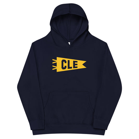 Airport Code Kid's Hoodie - Yellow Graphic • CLE Cleveland • YHM Designs - Image 01