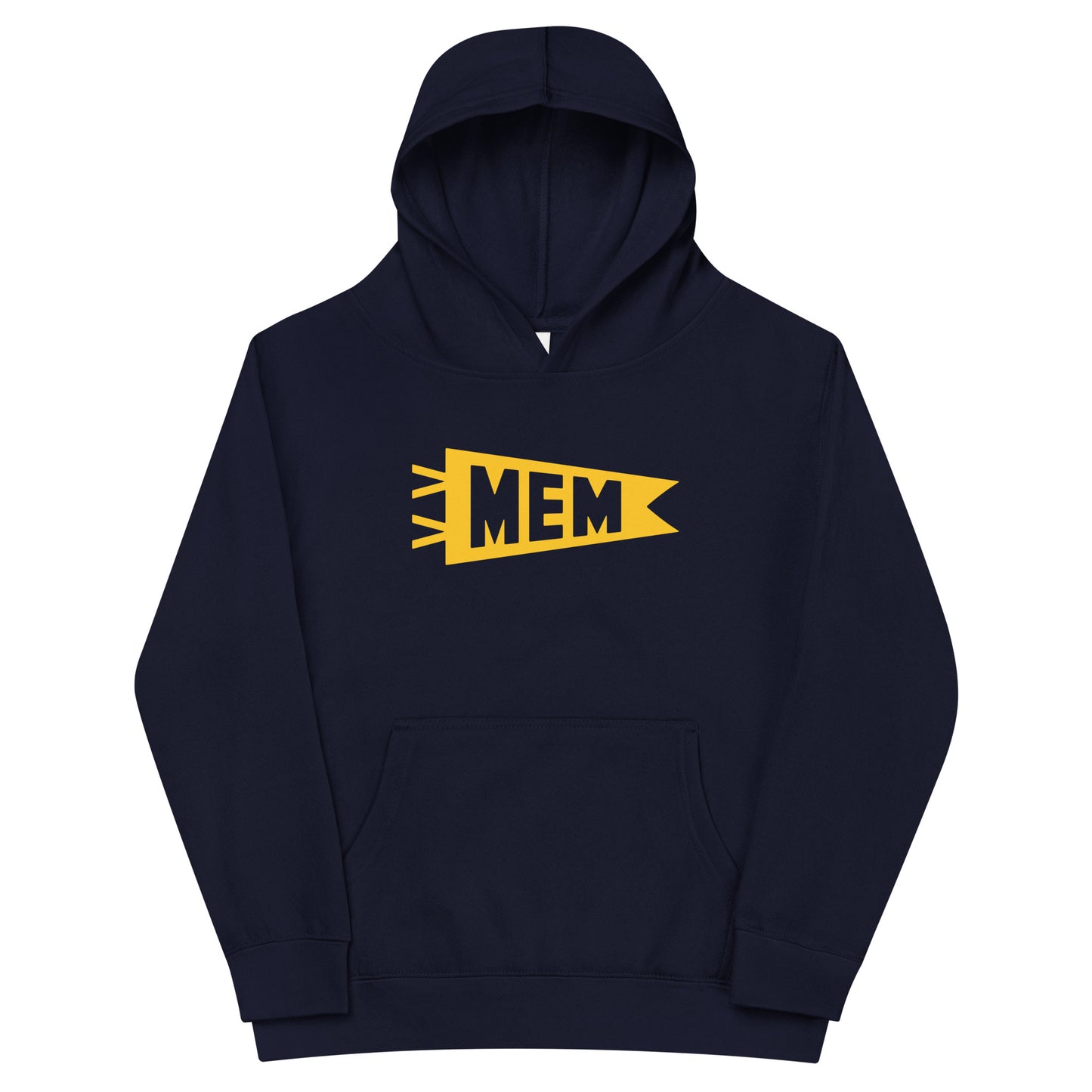 MEM Memphis Kid's Fleece Hoodie • Banner Design in Yellow • YHM Designs - Image 01