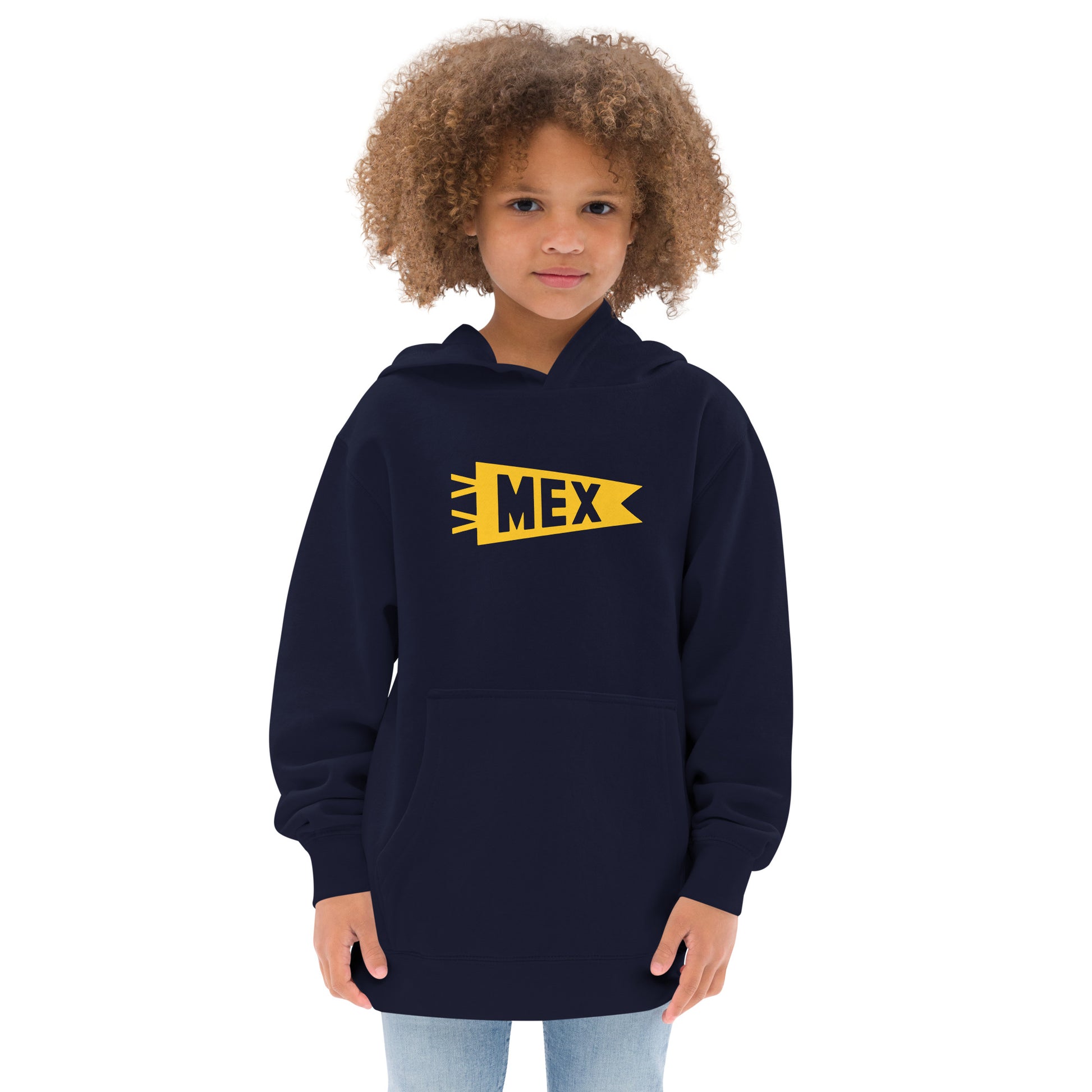 Airport Code Kid's Hoodie - Yellow Graphic • MEX Mexico City • YHM Designs - Image 07