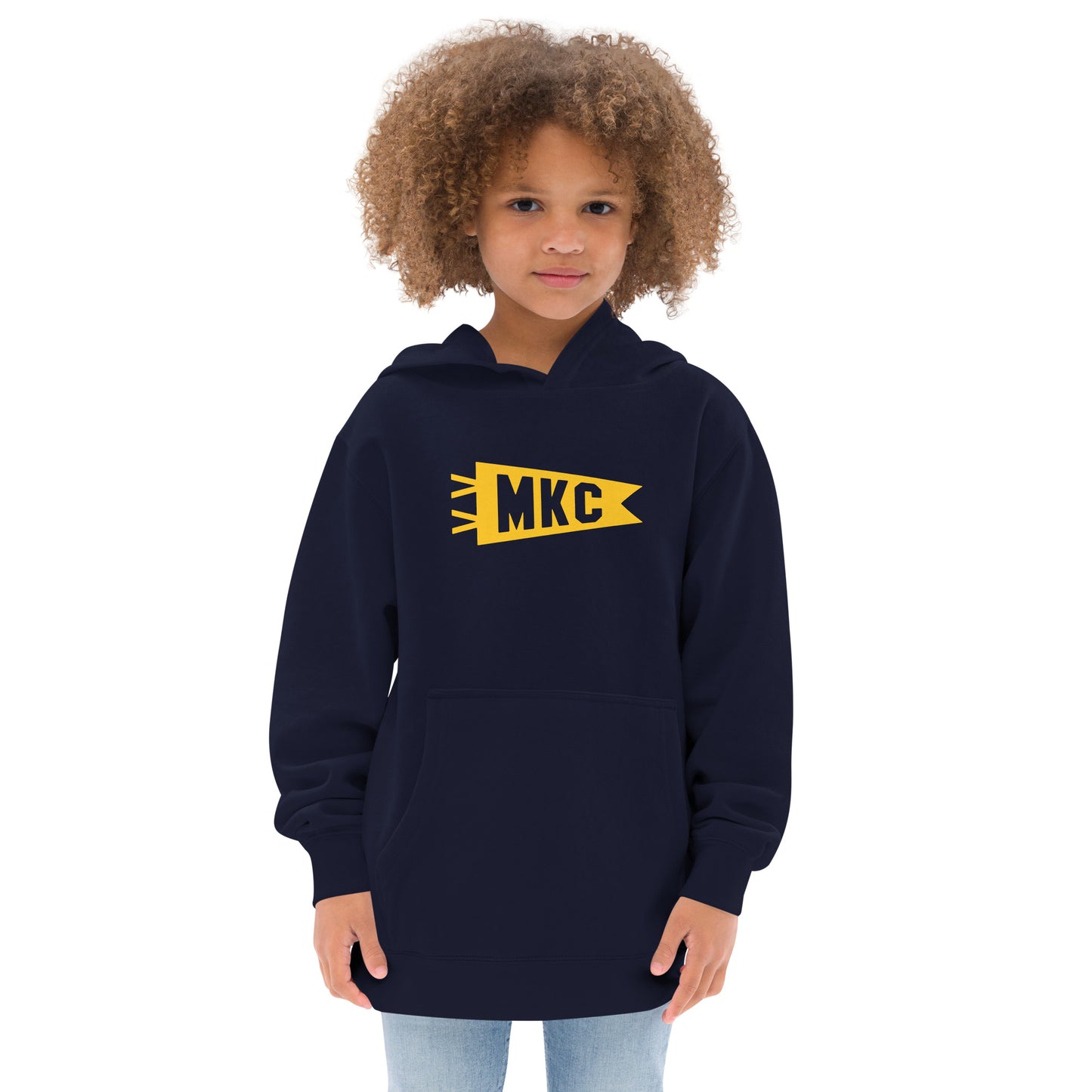 Airport Code Kid's Hoodie - Yellow Graphic • MKC Kansas City • YHM Designs - Image 07