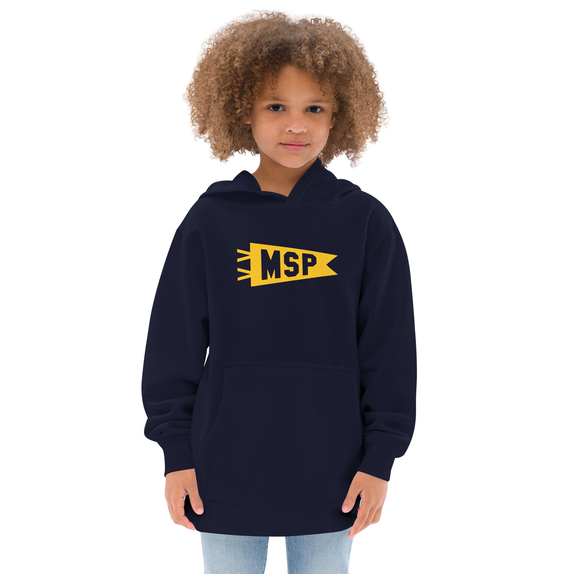 Airport Code Kid's Hoodie - Yellow Graphic • MSP Minneapolis • YHM Designs - Image 07