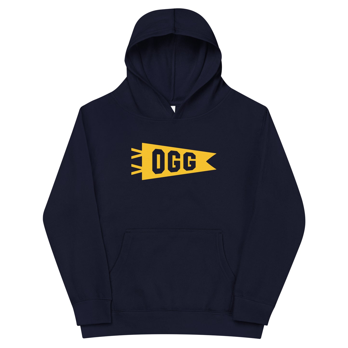 Airport Code Kid's Hoodie - Yellow Graphic • OGG Maui • YHM Designs - Image 01