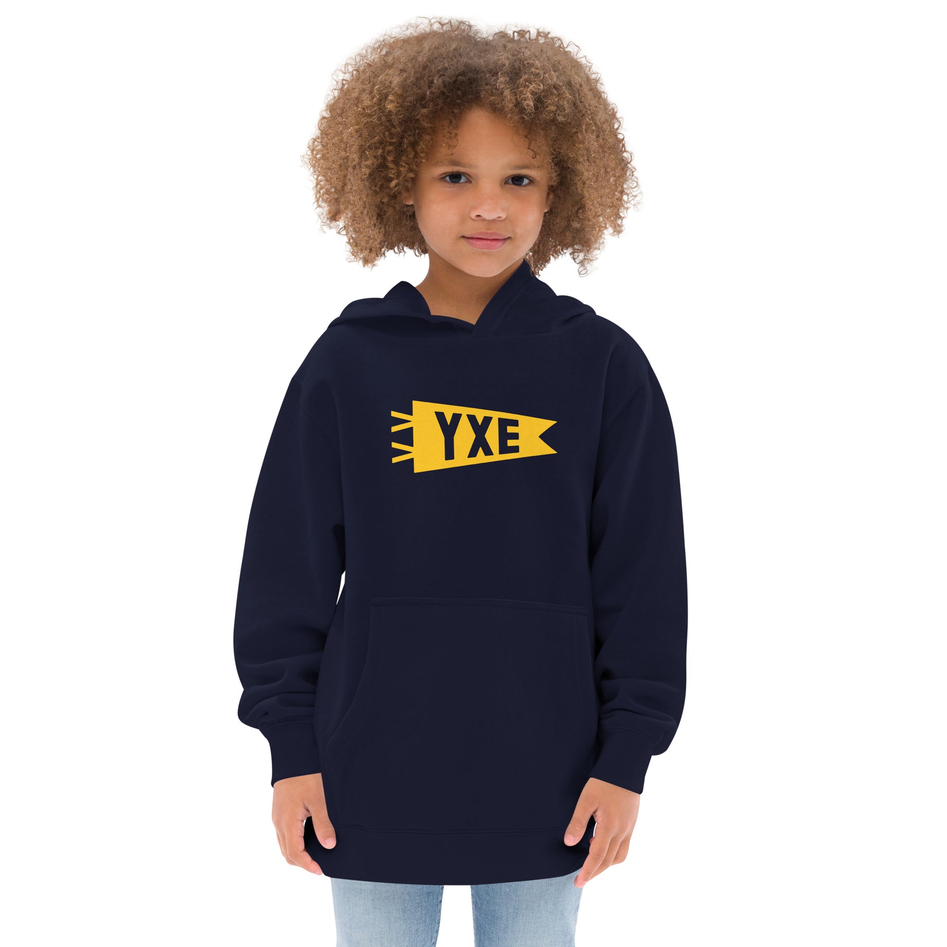 Airport Code Kid's Hoodie - Yellow Graphic • YXE Saskatoon • YHM Designs - Image 07