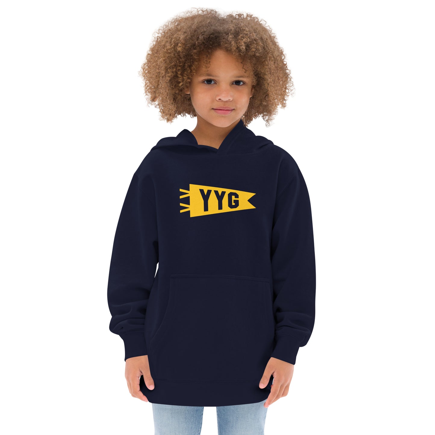 Airport Code Kid's Hoodie - Yellow Graphic • YYG Charlottetown • YHM Designs - Image 07