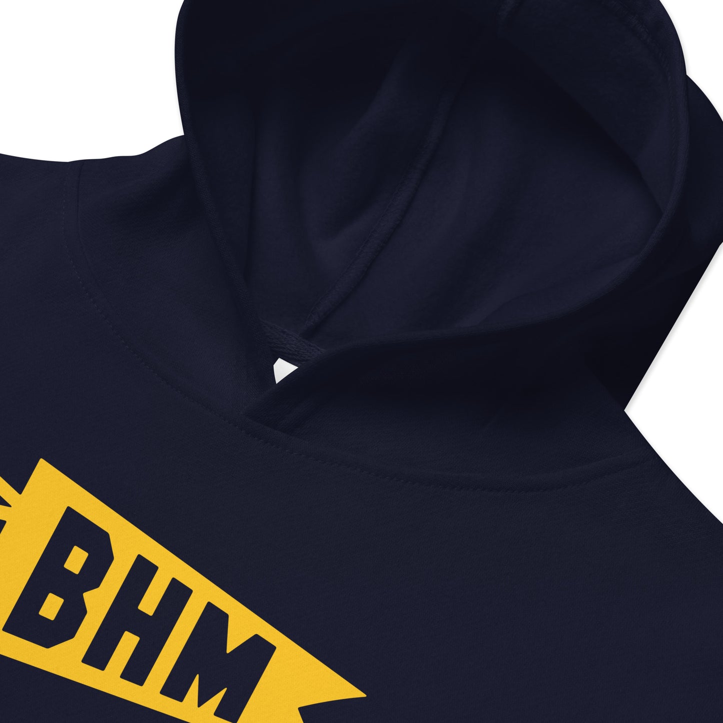 Airport Code Kid's Hoodie - Yellow Graphic • BHM Birmingham • YHM Designs - Image 05
