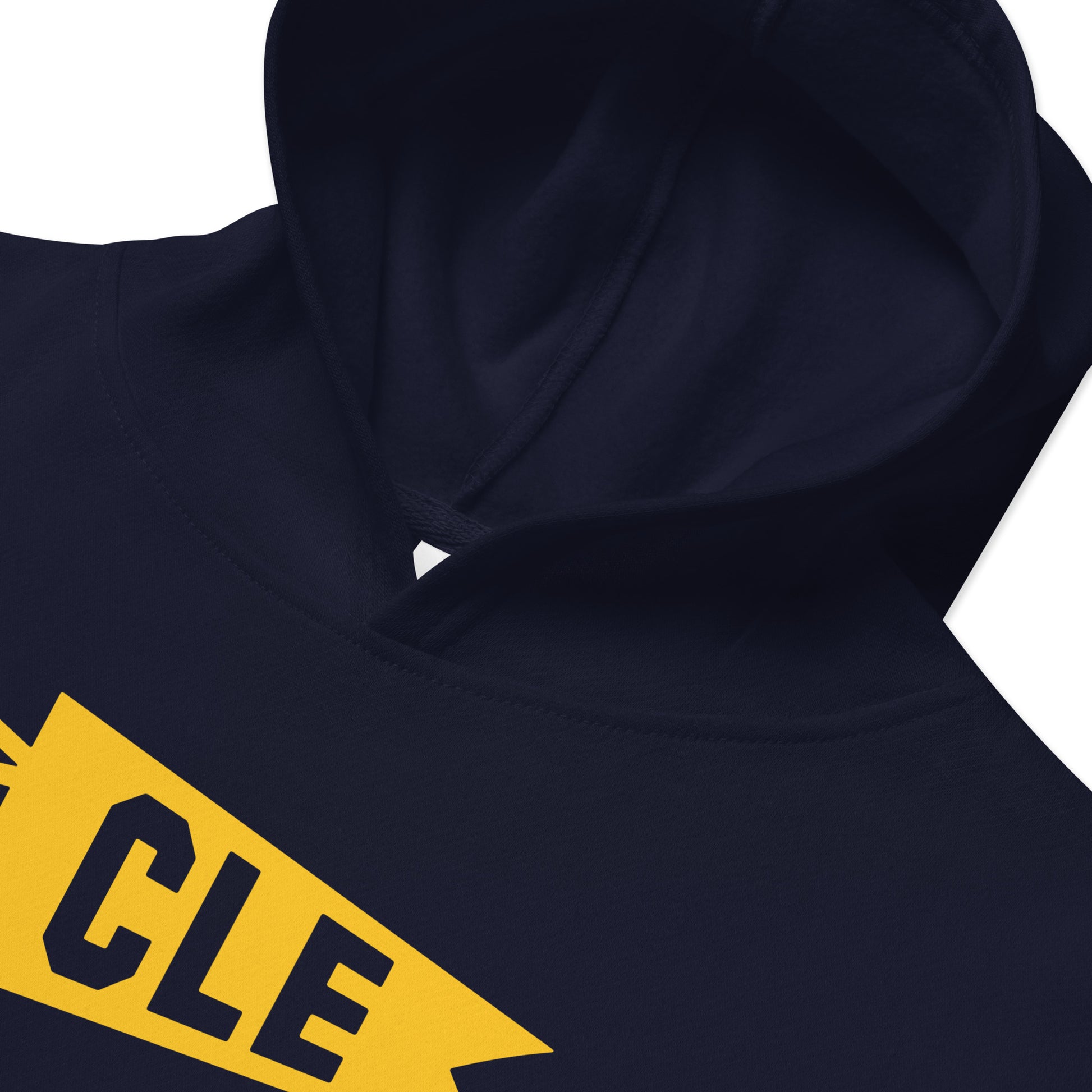 Airport Code Kid's Hoodie - Yellow Graphic • CLE Cleveland • YHM Designs - Image 05