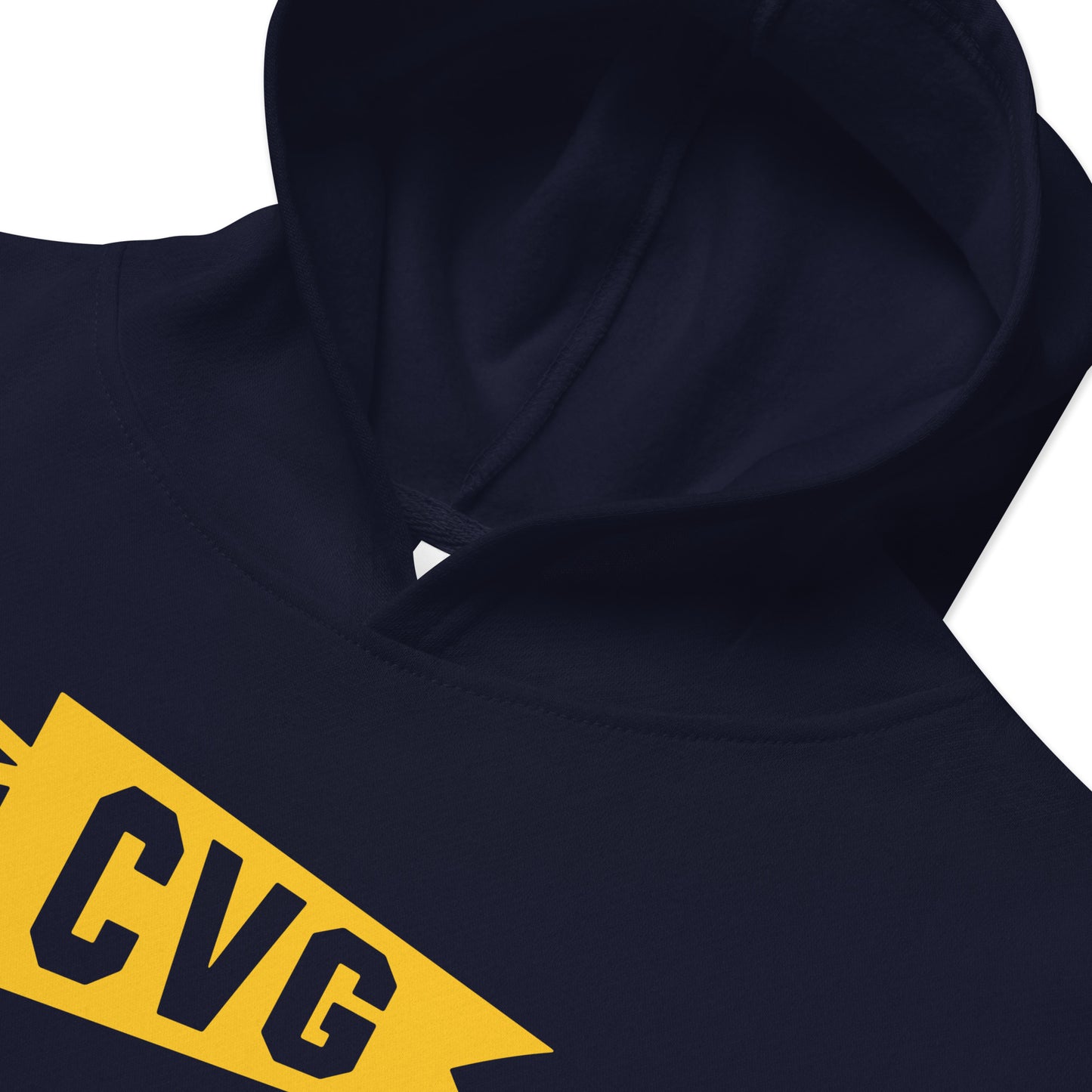 Airport Code Kid's Hoodie - Yellow Graphic • CVG Cincinnati • YHM Designs - Image 05