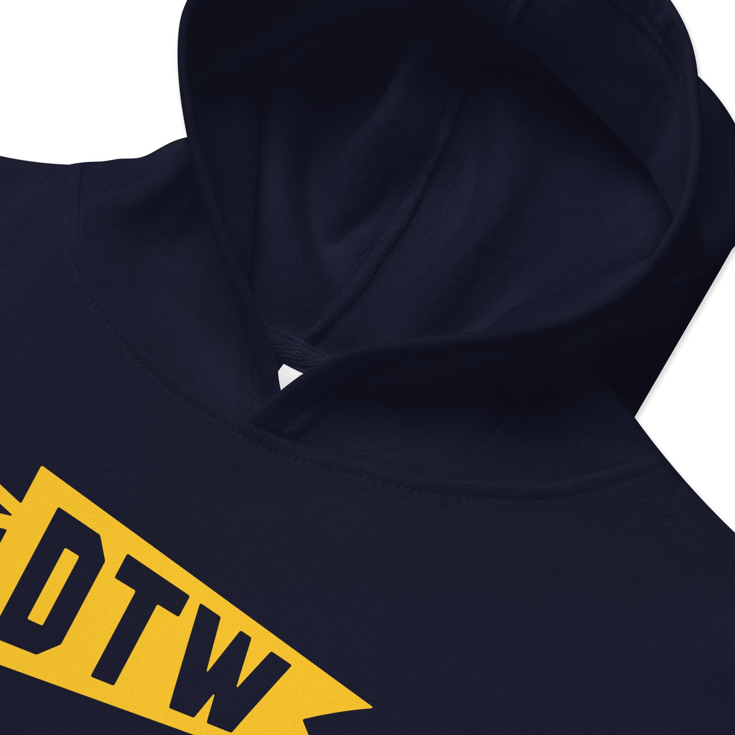 Airport Code Kid's Hoodie - Yellow Graphic • DTW Detroit • YHM Designs - Image 05