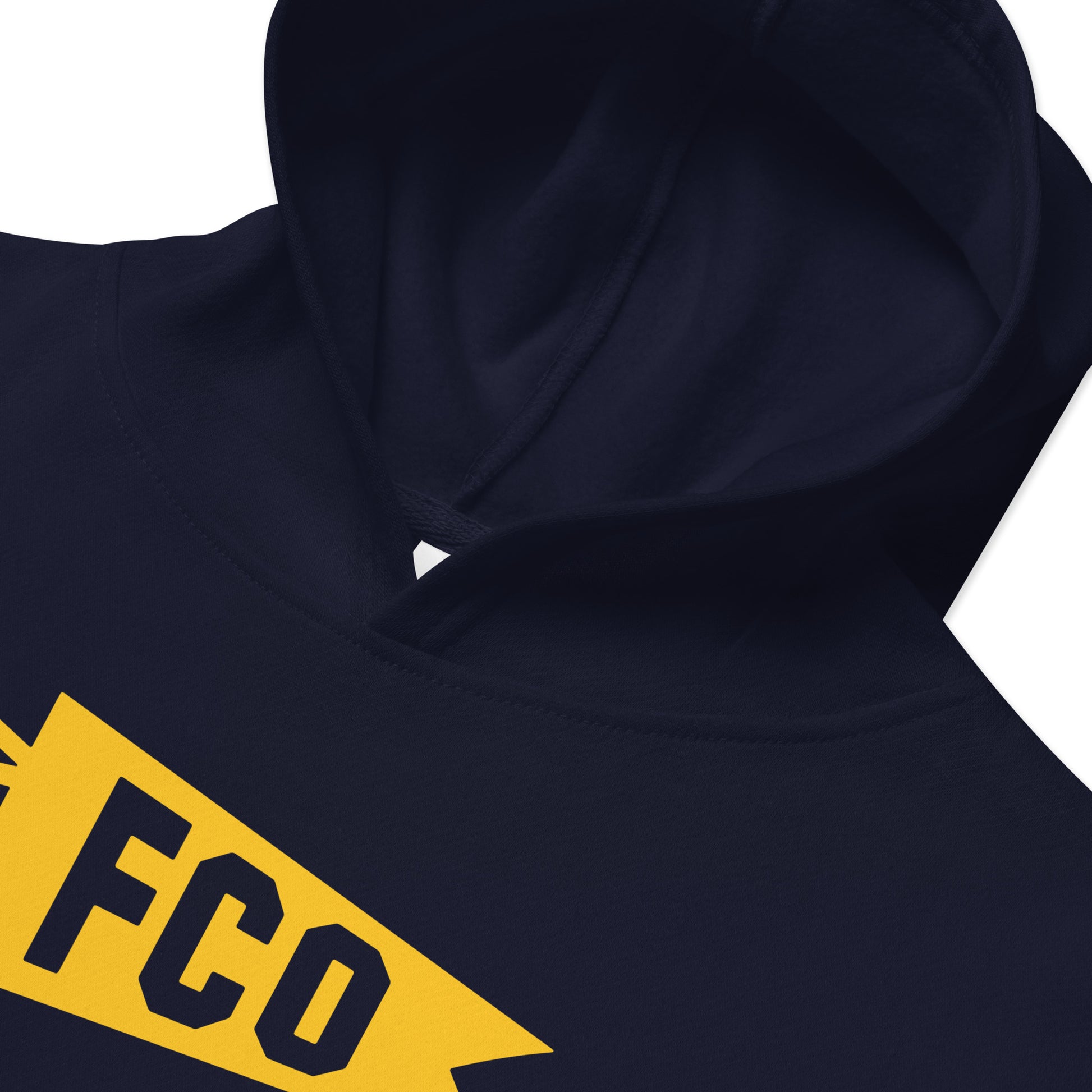 Airport Code Kid's Hoodie - Yellow Graphic • FCO Rome • YHM Designs - Image 05
