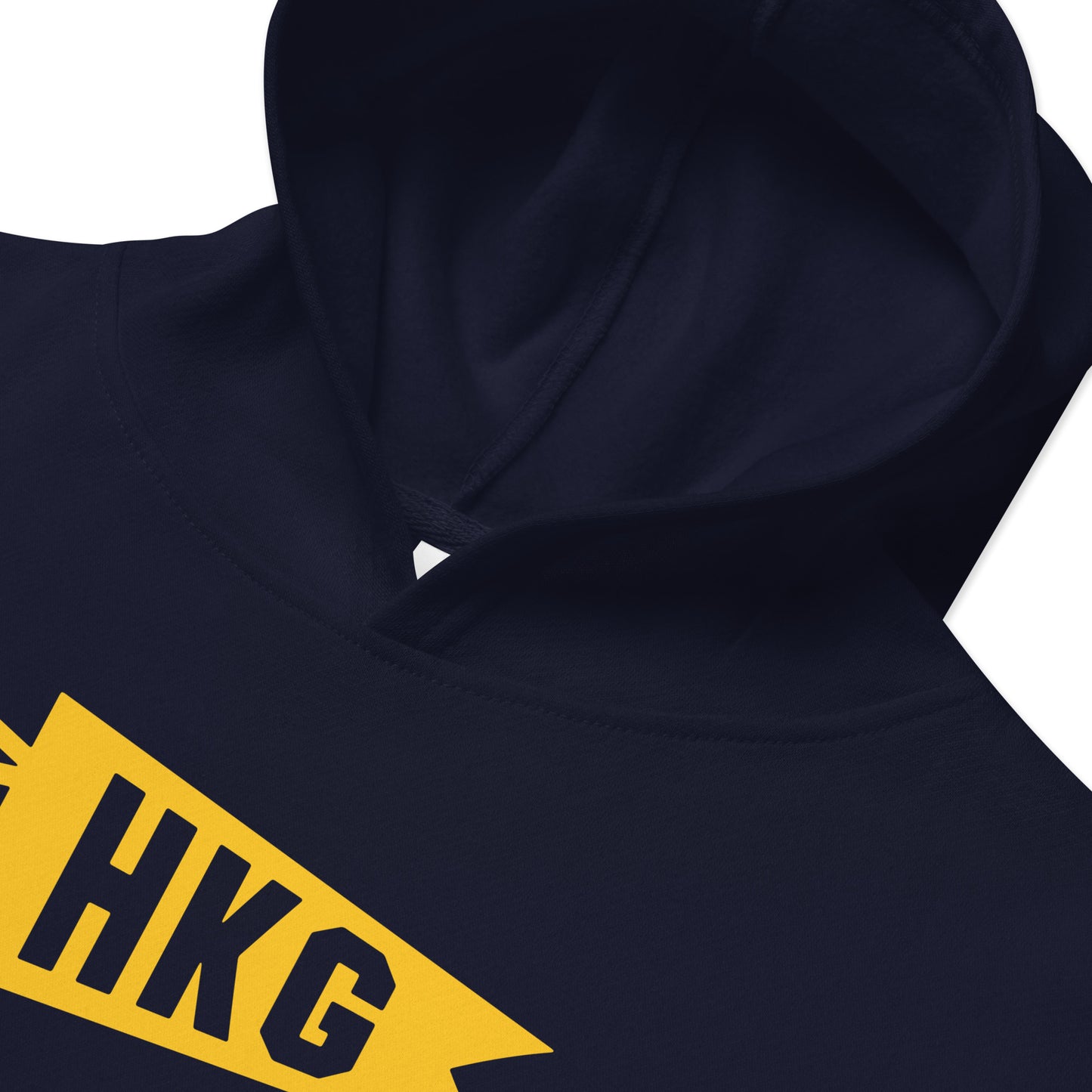 Airport Code Kid's Hoodie - Yellow Graphic • HKG Hong Kong • YHM Designs - Image 05