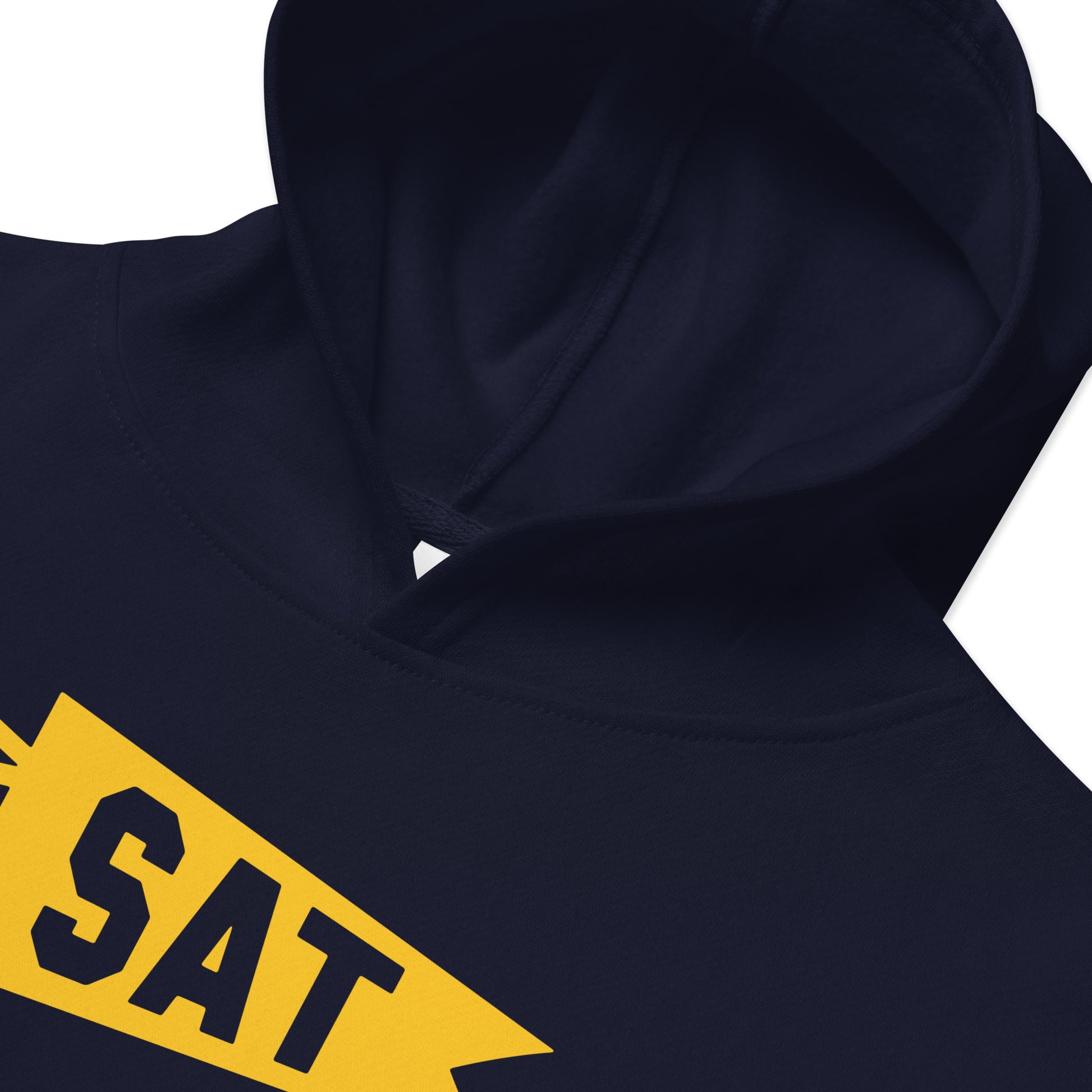 Airport Code Kid's Hoodie - Yellow Graphic • SAT San Antonio • YHM Designs - Image 05