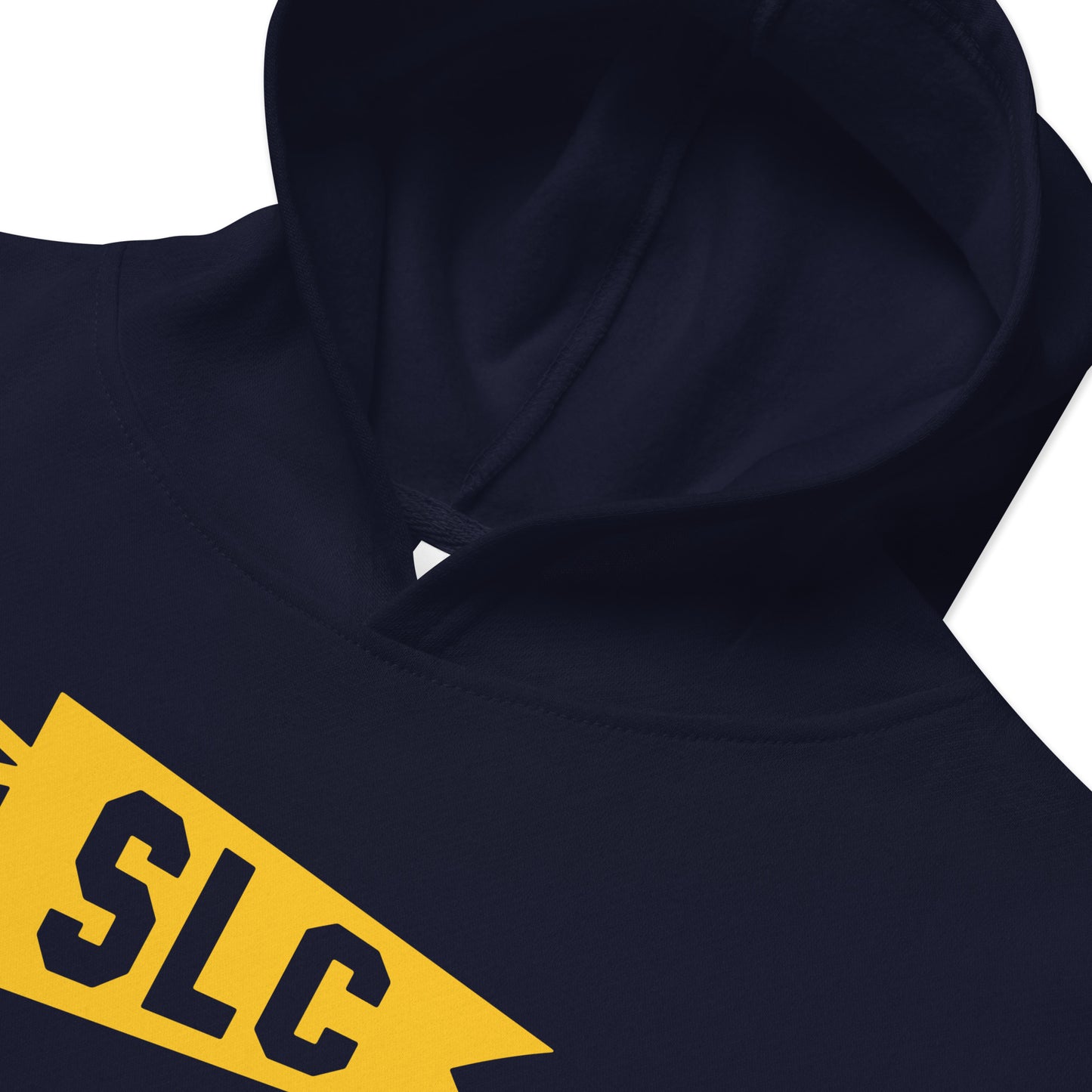 Airport Code Kid's Hoodie - Yellow Graphic • SLC Salt Lake City • YHM Designs - Image 05