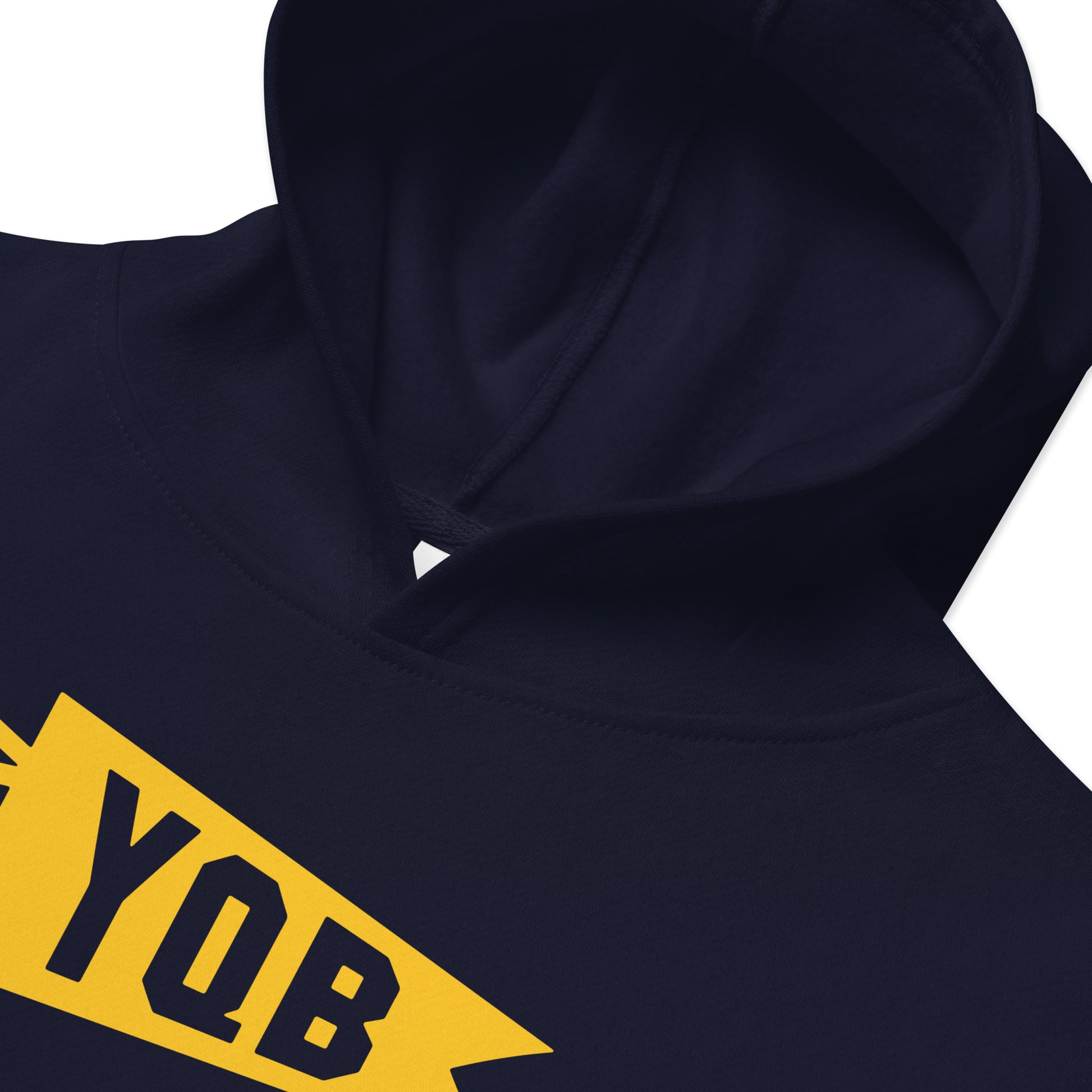 Airport Code Kid's Hoodie - Yellow Graphic • YQB Quebec City • YHM Designs - Image 05
