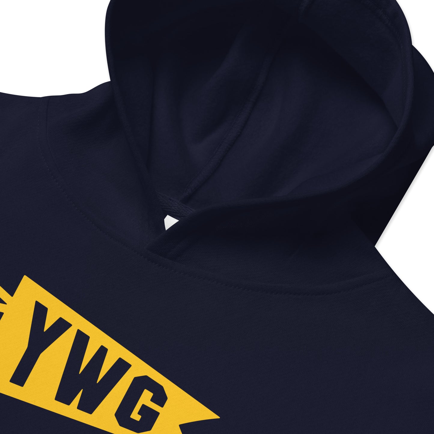 Airport Code Kid's Hoodie - Yellow Graphic • YWG Winnipeg • YHM Designs - Image 05