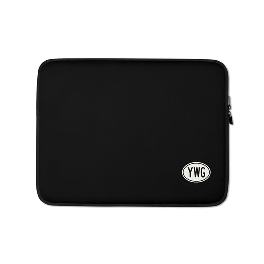 Unique Travel Gift Laptop Sleeve - White Oval • YWG Winnipeg • YHM Designs - Image 01