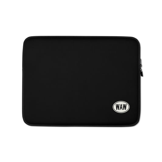Unique Travel Gift Laptop Sleeve - White Oval • WAW Warsaw • YHM Designs - Image 01