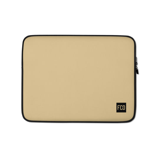 Aviation Gift Laptop Sleeve - Light Brown • FCO Rome • YHM Designs - Image 01