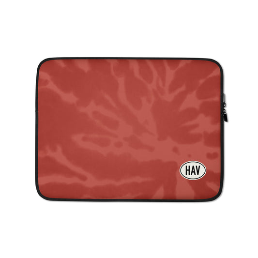 HAV Havana Laptop Sleeve • Oval Car Sticker Design - Red Tie-Dye • YHM Designs - Image 01