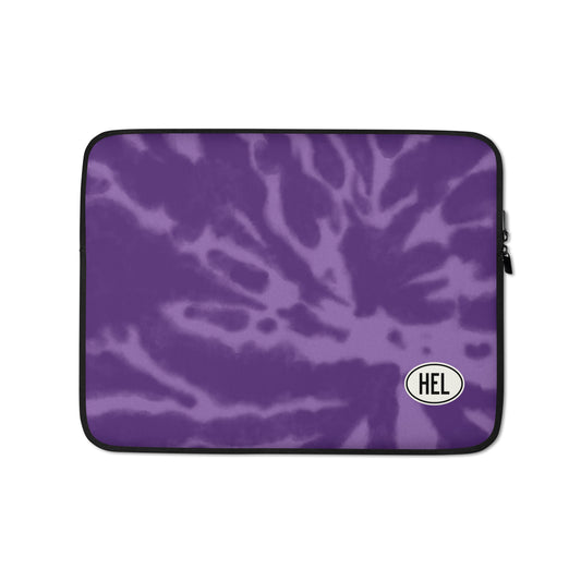 HEL Helsinki Laptop Sleeve • Oval Car Sticker Design - Purple Tie-Dye • YHM Designs - Image 01