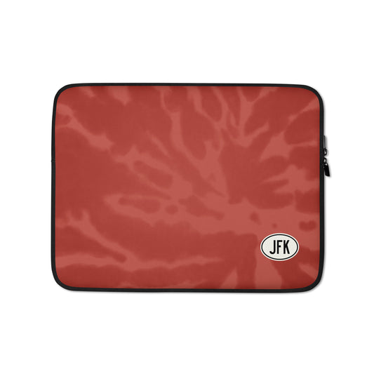 Travel Gift Laptop Sleeve - Red Tie-Dye • JFK New York City • YHM Designs - Image 01