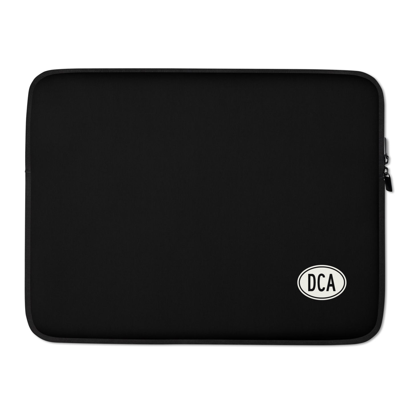 Unique Travel Gift Laptop Sleeve - White Oval • DCA Washington • YHM Designs - Image 02