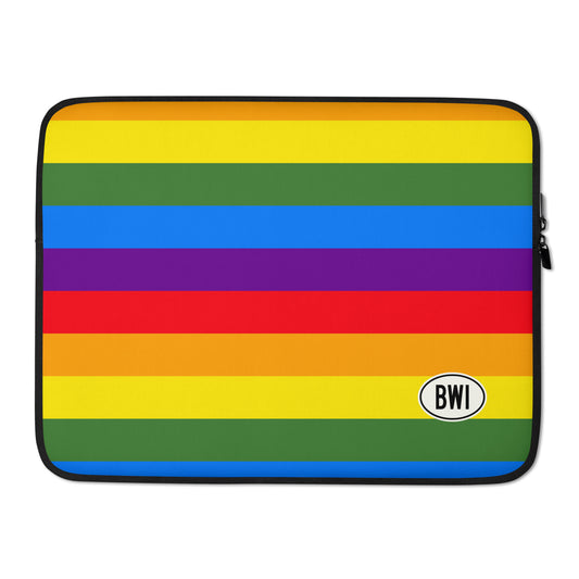 Travel Gift Laptop Sleeve - Rainbow Colours • BWI Baltimore • YHM Designs - Image 02