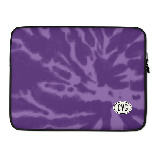 Travel Gift Laptop Sleeve - Purple Tie-Dye • CVG Cincinnati • YHM Designs - Image 02