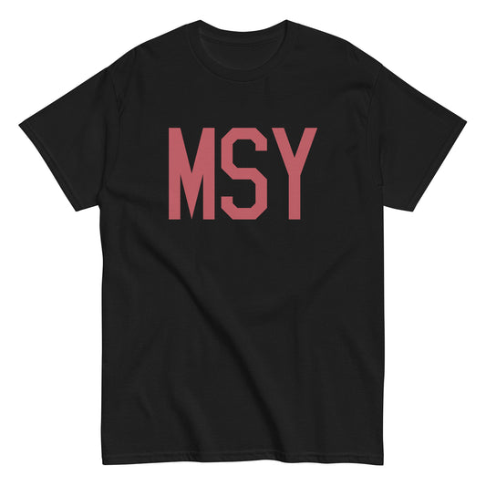 Aviation Enthusiast Men's Tee - Deep Pink Graphic • MSY New Orleans • YHM Designs - Image 02