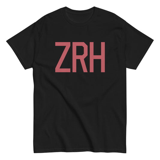 Aviation Enthusiast Men's Tee - Deep Pink Graphic • ZRH Zurich • YHM Designs - Image 02