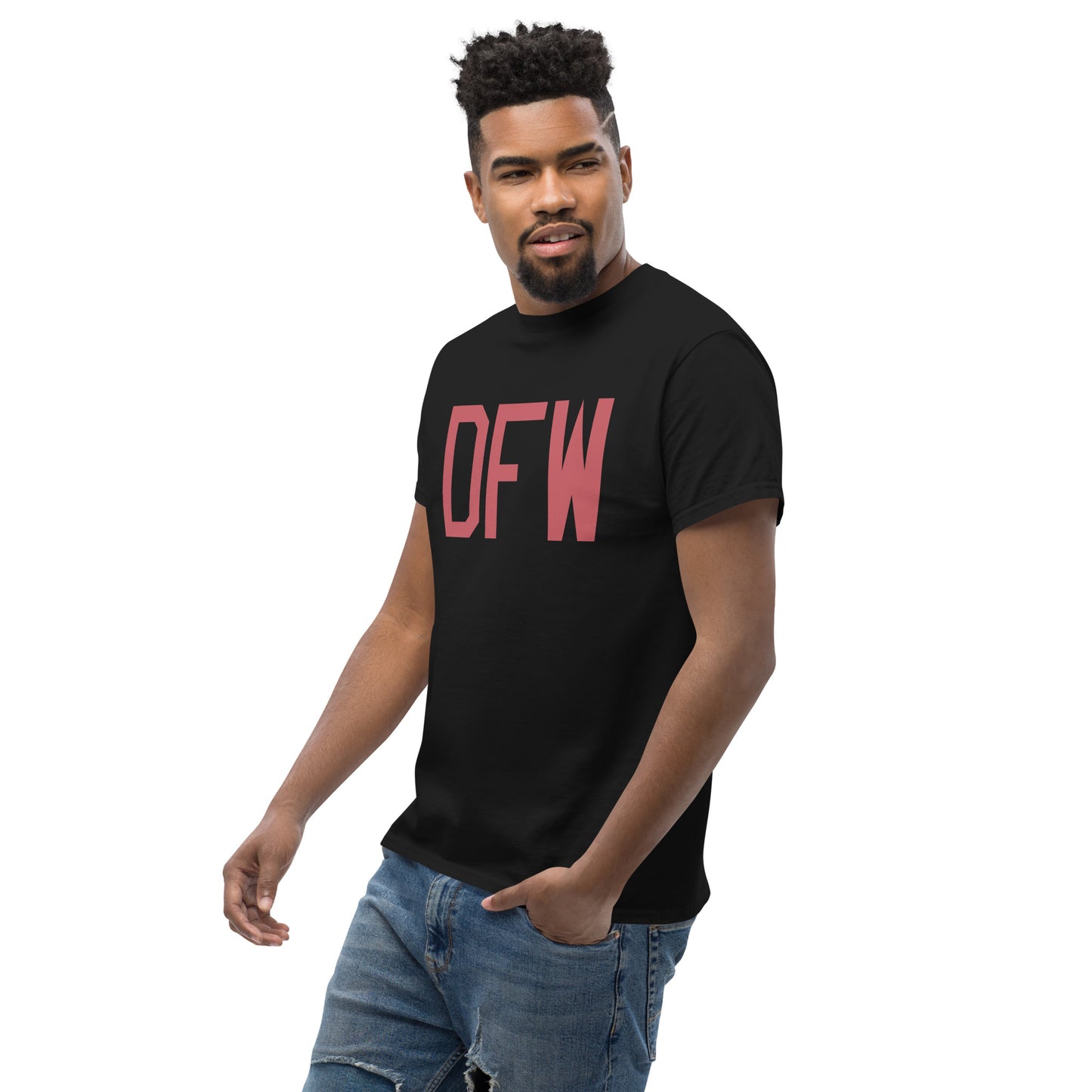 Aviation Enthusiast Men's Tee - Deep Pink Graphic • DFW Dallas • YHM Designs - Image 07