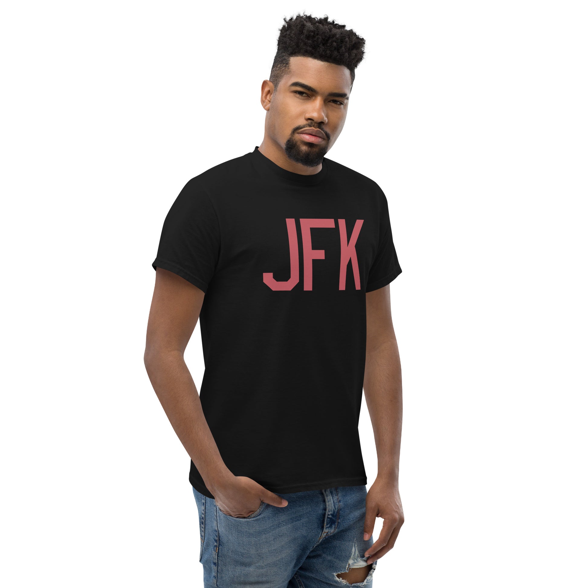 Aviation Enthusiast Men's Tee - Deep Pink Graphic • JFK New York City • YHM Designs - Image 08