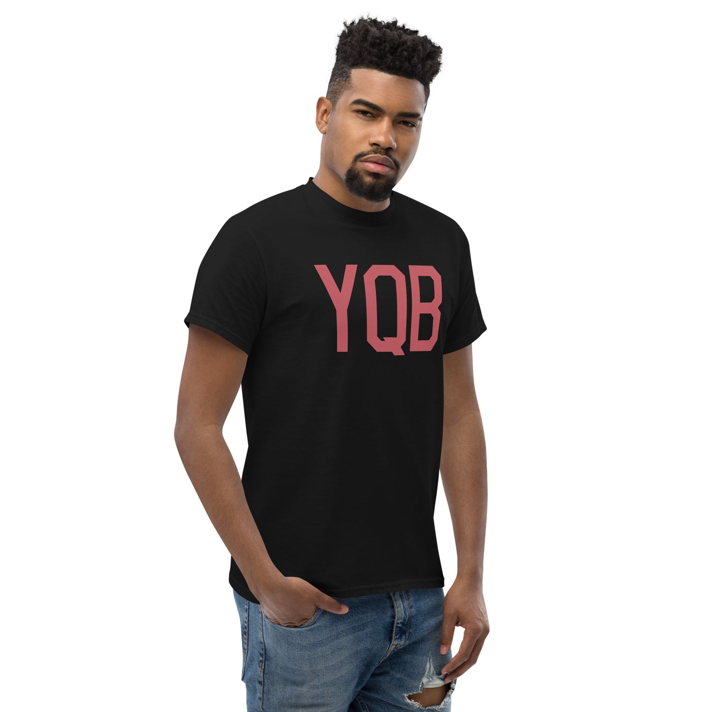 Aviation Enthusiast Men's Tee - Deep Pink Graphic • YQB Quebec City • YHM Designs - Image 08