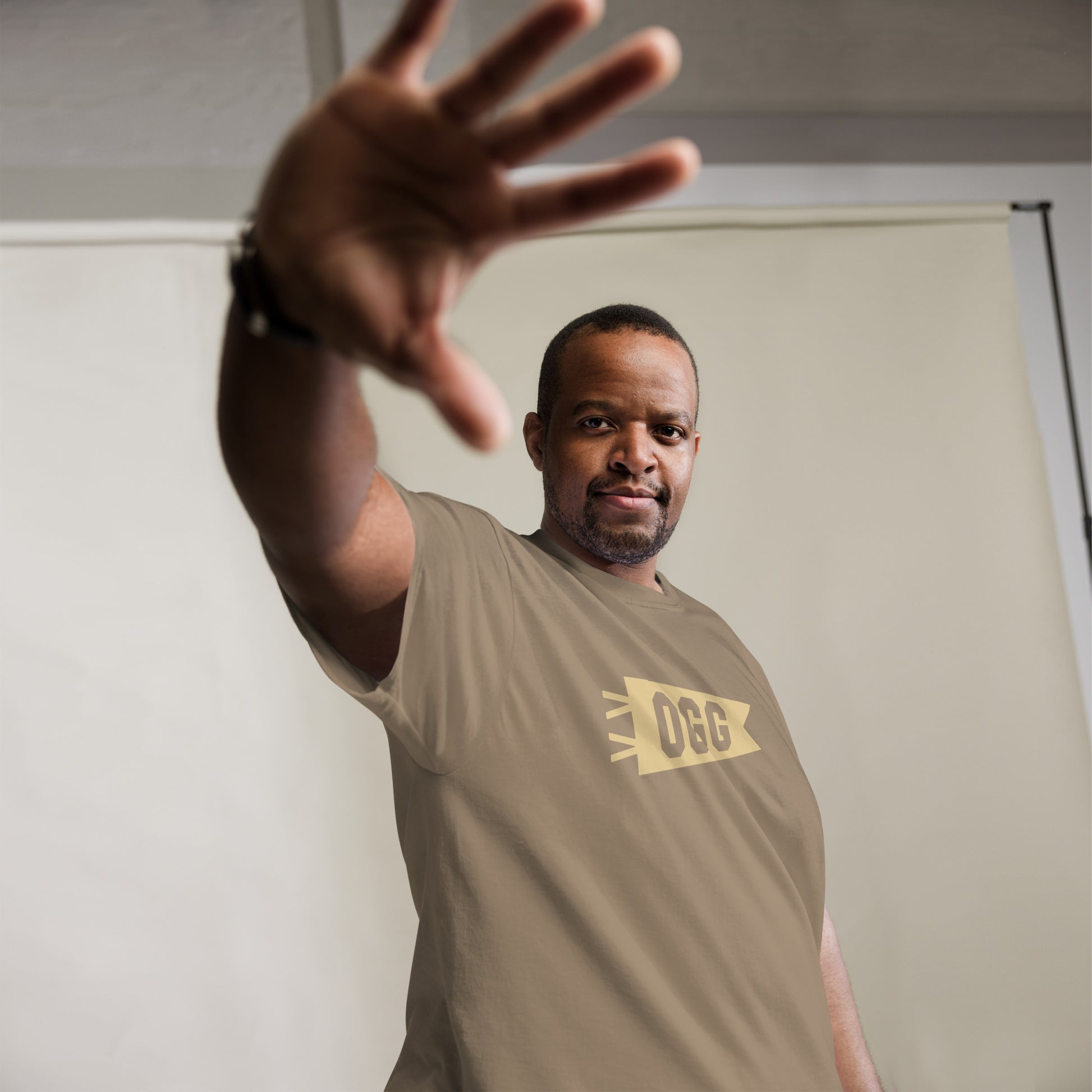 Airport Code Men's T-Shirt - Brown Graphic • OGG Maui • YHM Designs - Image 07
