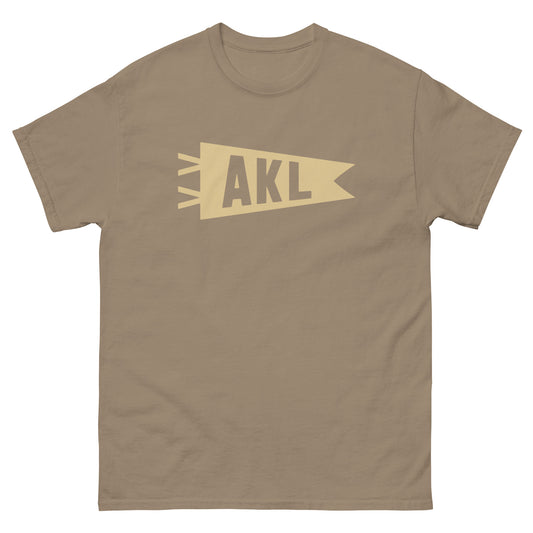 Airport Code Men's T-Shirt - Brown Graphic • AKL Auckland • YHM Designs - Image 02