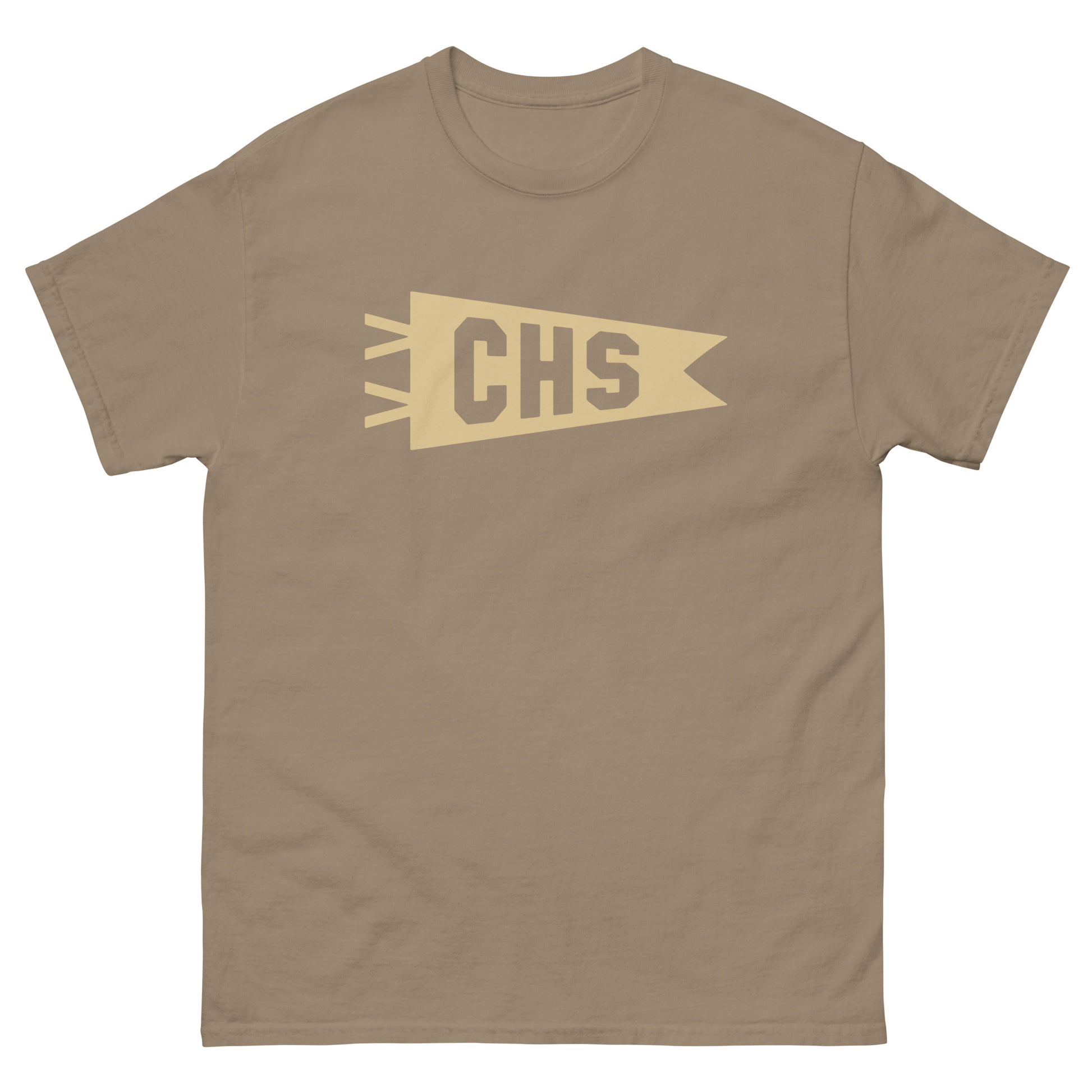 Airport Code Men's T-Shirt - Brown Graphic • CHS Charleston • YHM Designs - Image 02