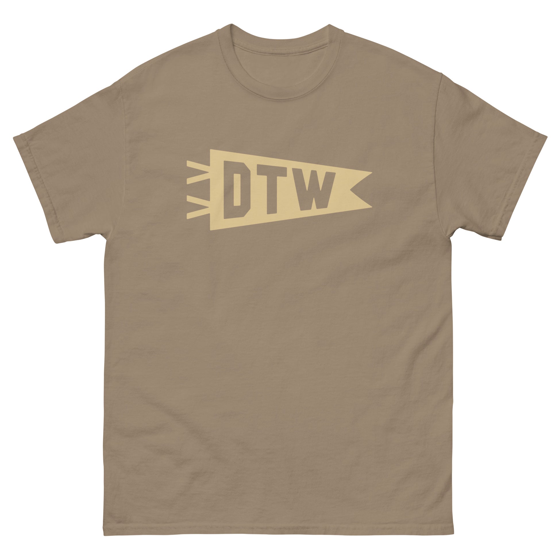 Airport Code Men's T-Shirt - Brown Graphic • DTW Detroit • YHM Designs - Image 02