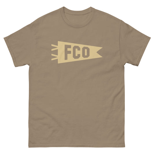Airport Code Men's T-Shirt - Brown Graphic • FCO Rome Souvenir • YHM Designs - Image 02