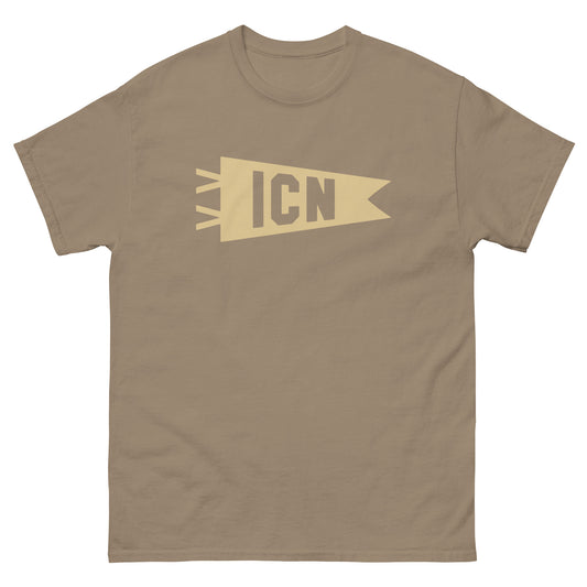 Airport Code Men's T-Shirt - Brown Graphic • ICN Seoul • YHM Designs - Image 02