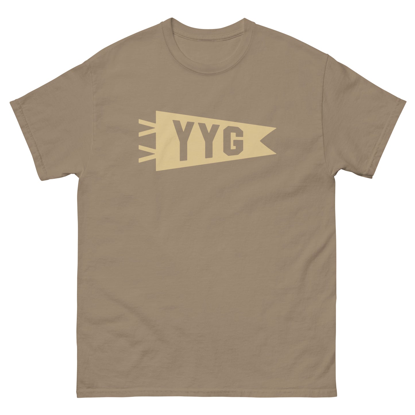 Airport Code Men's T-Shirt - Brown Graphic • YYG Charlottetown • YHM Designs - Image 02