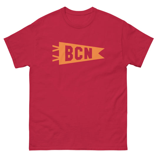 Airport Code Men's T-Shirt - Orange Graphic • BCN Barcelona • YHM Designs - Image 01