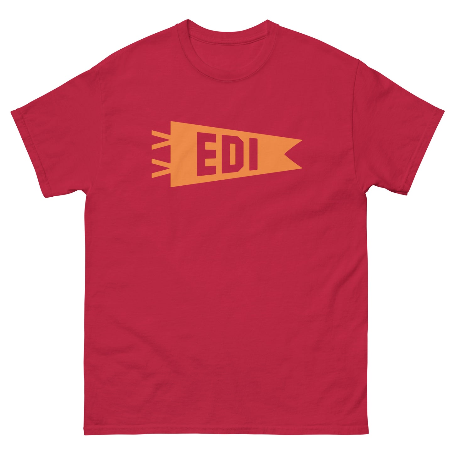 Airport Code Men's T-Shirt - Orange Graphic • EDI Edinburgh • YHM Designs - Image 01