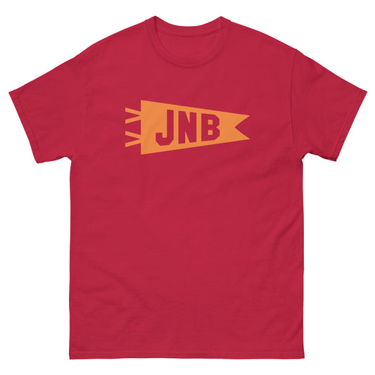 Airport Code Men's T-Shirt - Orange Graphic • JNB Johannesburg • YHM Designs - Image 01